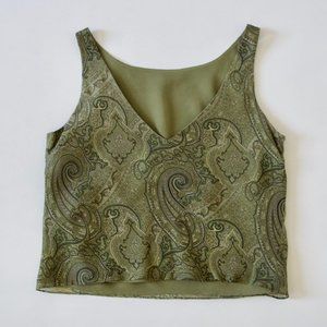 Vintage 90's Green Paisley Handkerchief 100% Silk